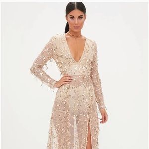 Pretty little Things Rose Gold Sequin Long Sleeve Maxi Dress
